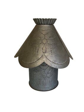 Primitive Folk Art Punched Tin Candle Holder Lamp Luminary Rustic Home Decor